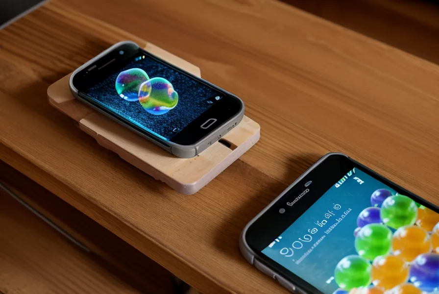 Celular con aplicación de nivel sobre mesa de trabajo para resina