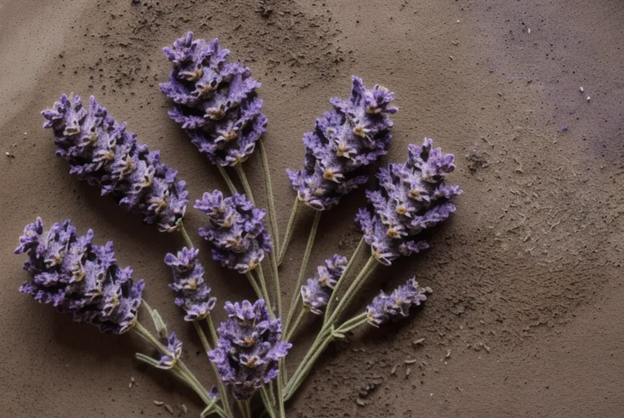 Pieza de arcilla polimérica con flores de lavanda quemadas tras el horneado.