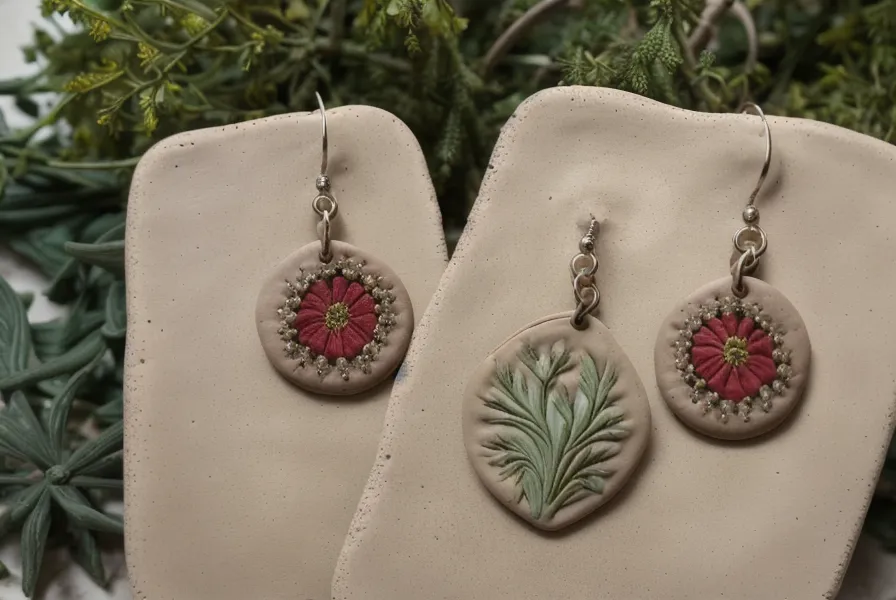 Aros terminados de arcilla polimérica con flores sobre un cuaderno de notas.